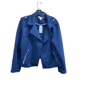 Philosophy Republic Navy Blue Moto Jacket XLTG Polyester Spandex Lightweight New